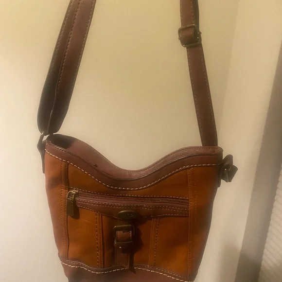 Born Concept Brown Leather Crossbody Bag w/attached lipstick holder - Picture 5 of 11